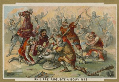 Filippo Augusto di Francia disarcionato alla Battaglia di Bouvines, 1214 da European School